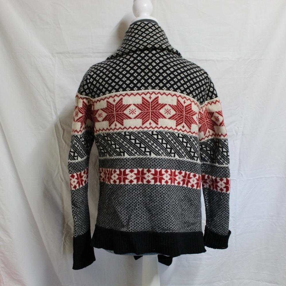 Women's Patterned Lambs Wool Cardigan Sweater Size M